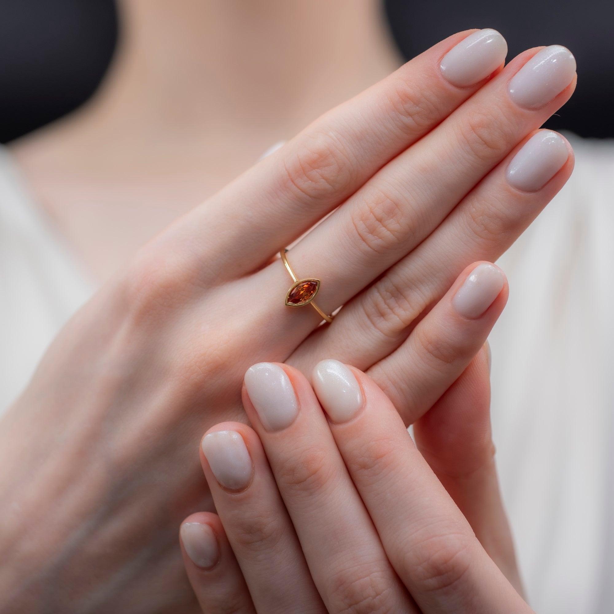 Citrine Ring Bezel Marquise Cut in 14K Solid Gold, November Birthstone Jewelry Queen Jewelry Rings