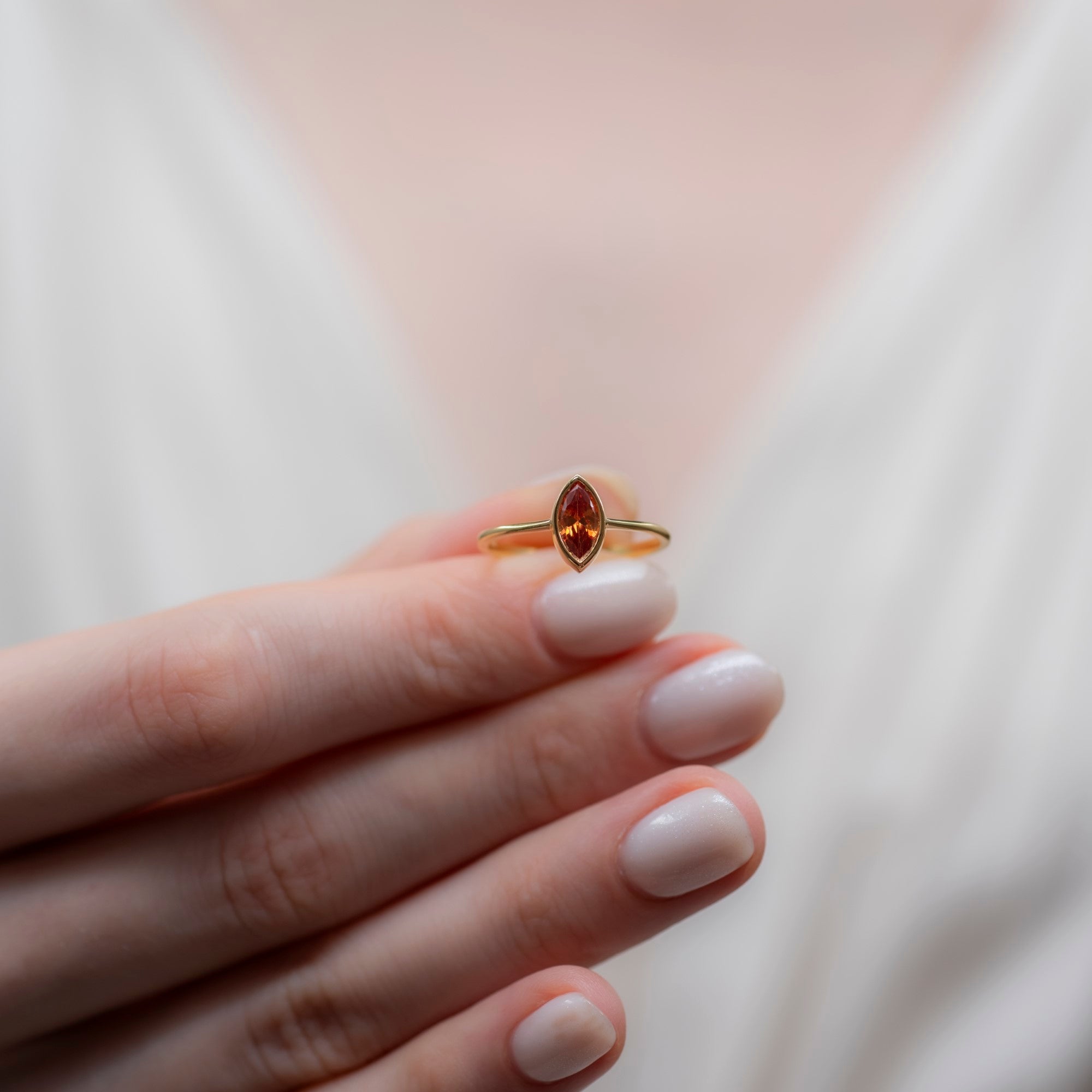 Citrine Ring Bezel Marquise Cut in 14K Solid Gold, November Birthstone Jewelry Queen Jewelry Rings