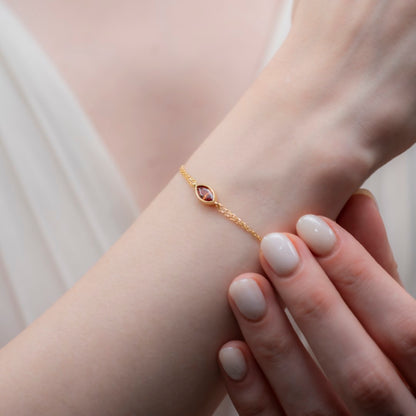 Bezel Marquise Cut Citrine Bracelet 14K Solid Gold, November Birthstone Jewelry Queen Jewelry Bracelet