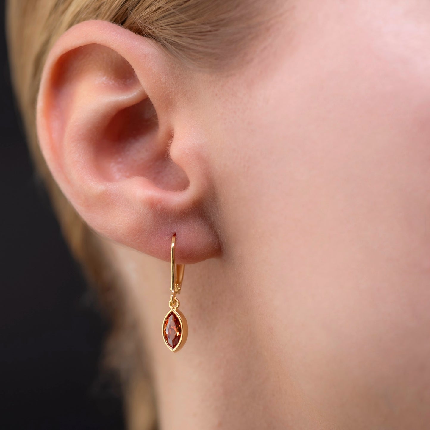 Citrine Dangle Earrings Bezel Marquise Cut in 14K Solid Gold, November Birthstone Jewelry Queen Jewelry Earrings