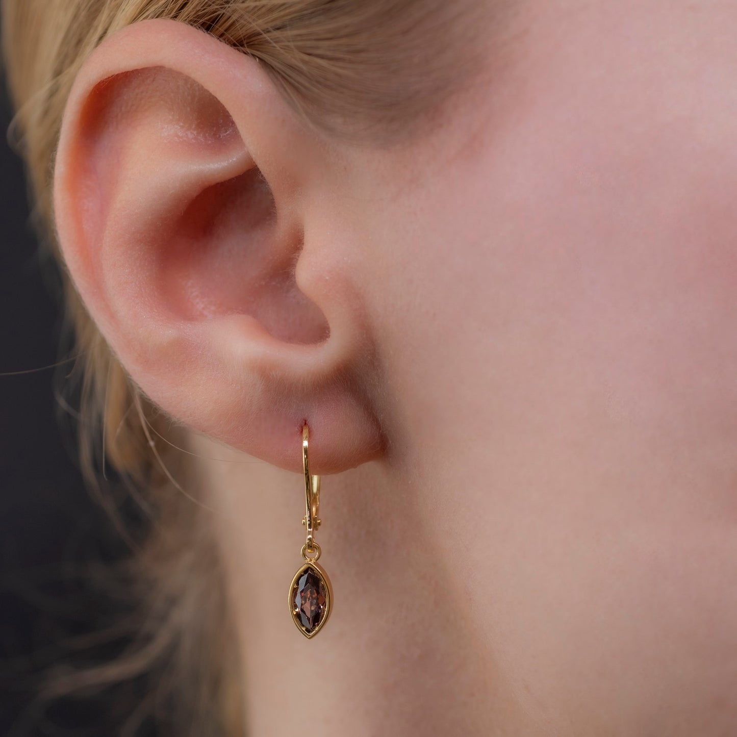 Smoky Quartz Dangle Earrings Bezel Marquise Cut in 14K Solid Gold, Birthstone Minimalist Jewelry Queen Jewelry Earrings
