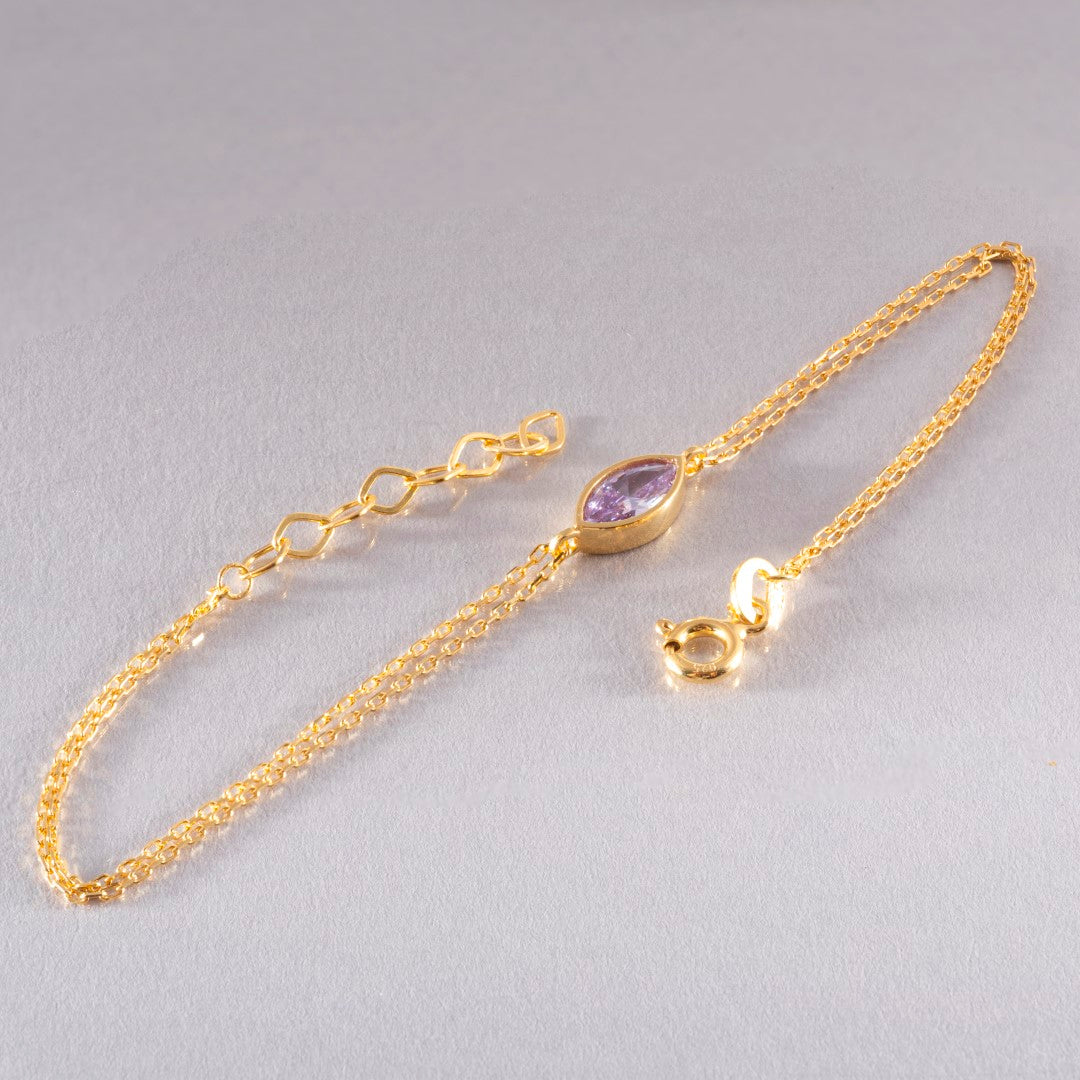 Bezel Marquise Cut Alexandrite Bracelet 14K Solid Gold, June Birthstone Jewelry Queen Jewelry Bracelet