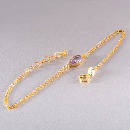 Bezel Marquise Cut Alexandrite Bracelet 14K Solid Gold, June Birthstone Jewelry Queen Jewelry Bracelet