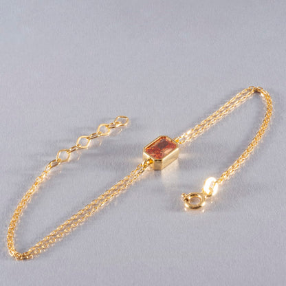 Citrine Rectangle Bracelet 10K/14K Solid Gold, November Birthstone Baguette Jewelry