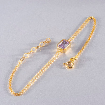 Alexandrite Rectangle Bracelet 10K/14K Solid Gold, June Birthstone Baguette Jewelry