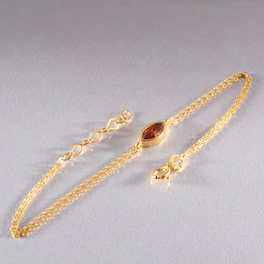 Bezel Marquise Cut Citrine Bracelet 14K Solid Gold, November Birthstone Jewelry Queen Jewelry Bracelet