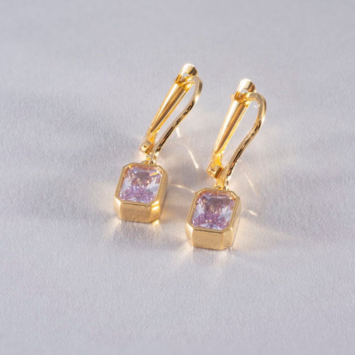 Rectangle Alexandrite Dangling Earrings in 14K Solid Gold, June Birthstone Baguette Cut Jewelry Queen Jewelry Earrings