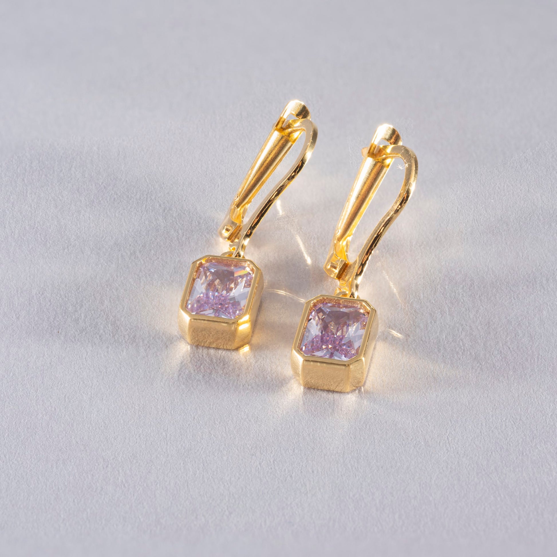 Rectangle Alexandrite Dangling Earrings in 14K Solid Gold, June Birthstone Baguette Cut Jewelry Queen Jewelry Earrings