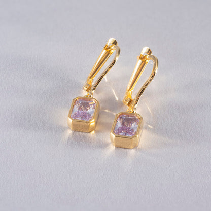 Rectangle Alexandrite Dangling Earrings in 14K Solid Gold, June Birthstone Baguette Cut Jewelry Queen Jewelry Earrings
