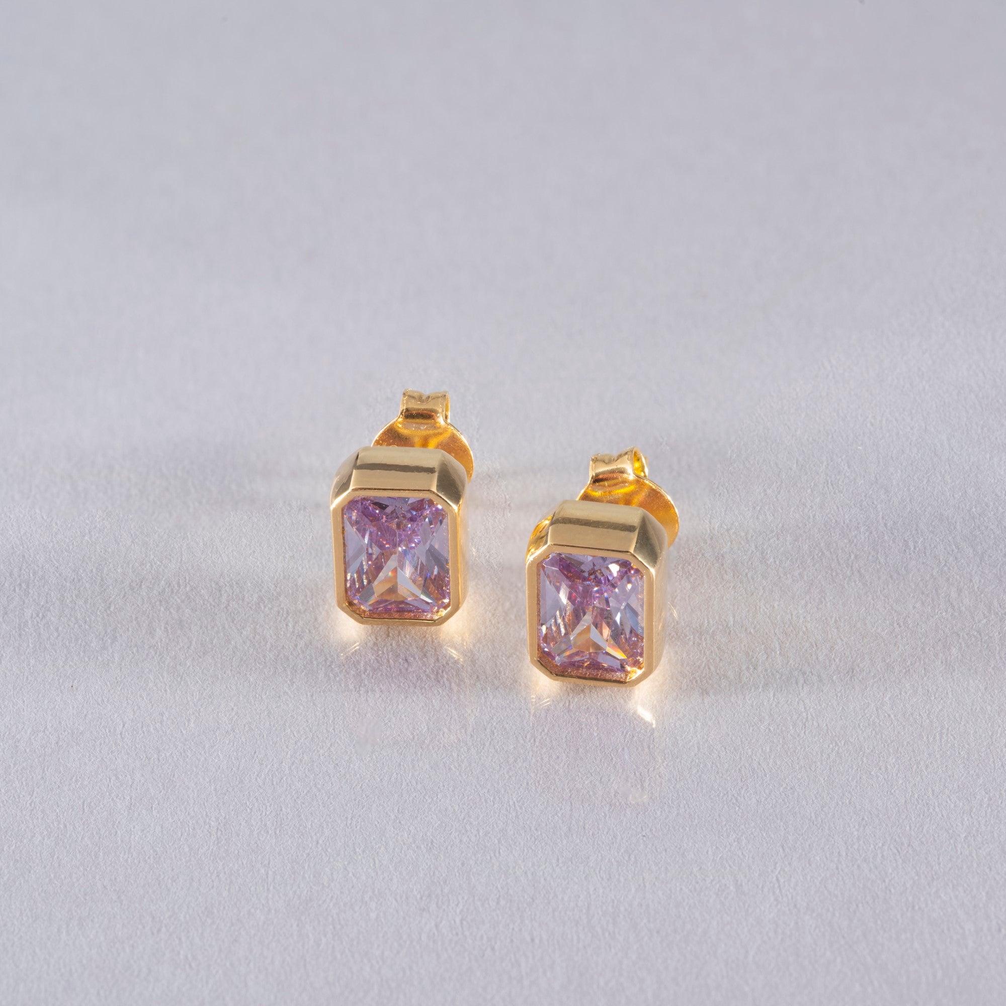 Rectangle Alexandrite Stud Earrings in 14K Solid Gold, June Birthstone Baguette Cut Jewelry Queen Jewelry Earrings