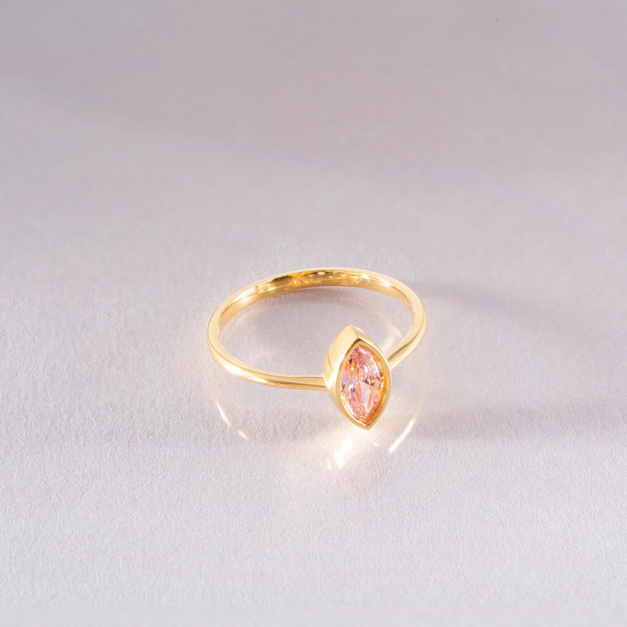 Pink Tourmaline Ring Bezel Marquise Cut in 14K Solid Gold, October Birthstone Jewelry Queen Jewelry Rings