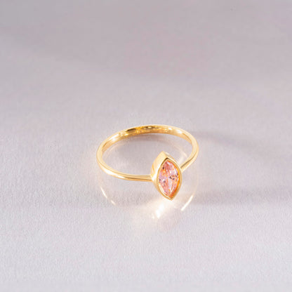 Pink Tourmaline Ring Bezel Marquise Cut in 14K Solid Gold, October Birthstone Jewelry Queen Jewelry Rings