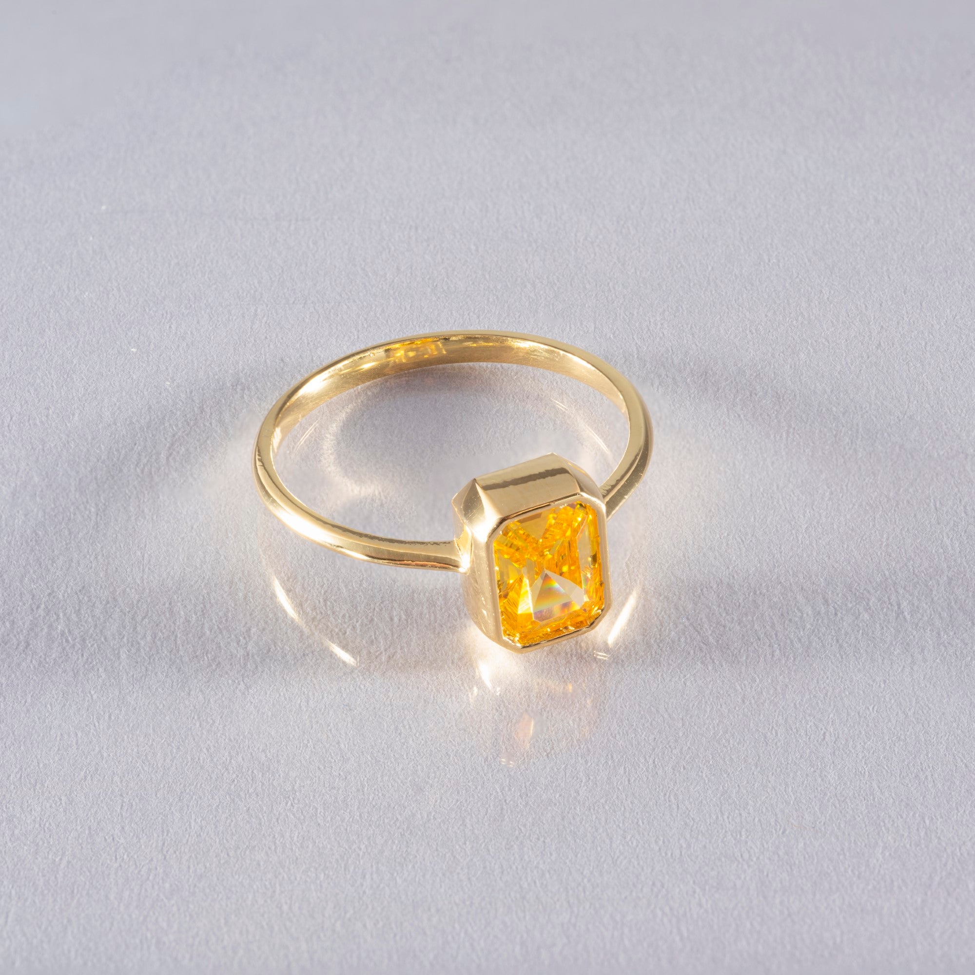Yellow Topaz Rectangle Ring 14K Solid Gold, Baguette Cut Design Birthstone Queen Jewelry Rings