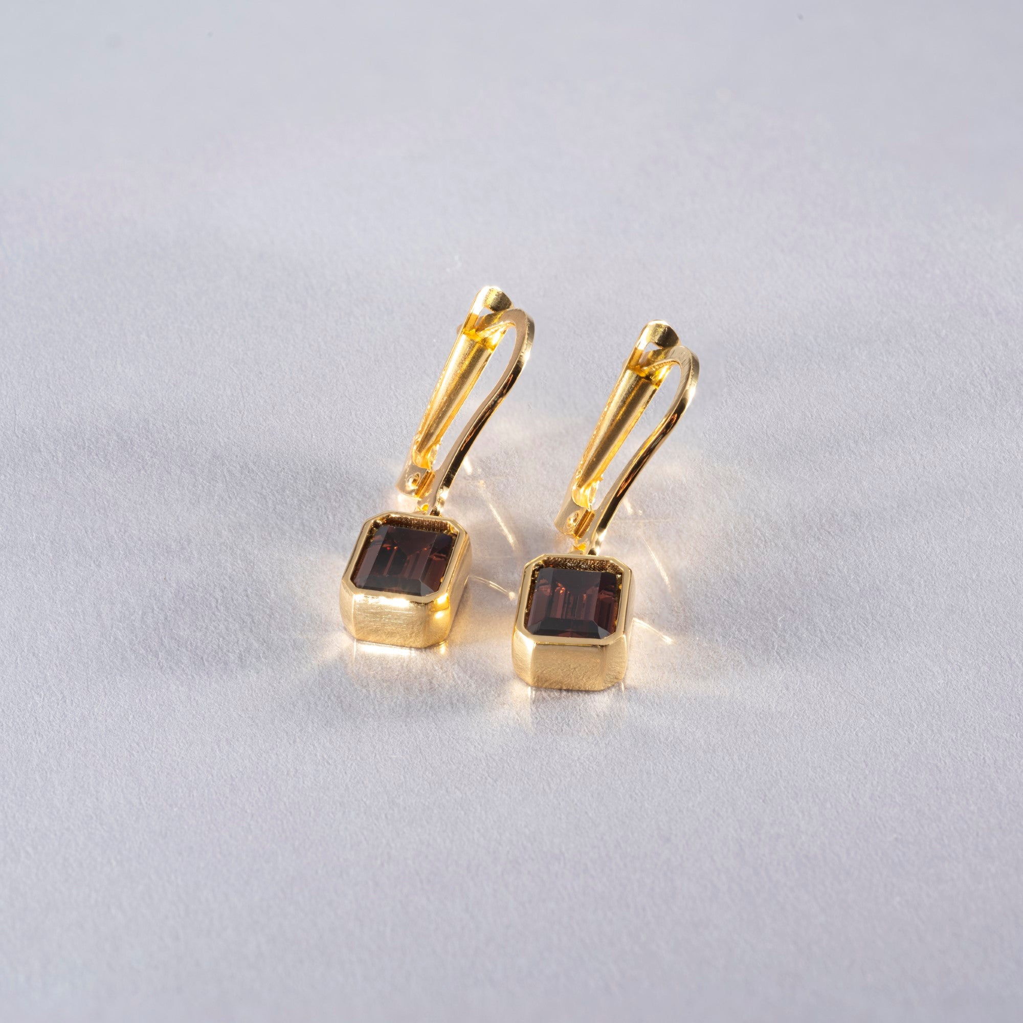 Rectangle Smoky Quartz Dangling Earrings in 14K Solid Gold, Birthstone Baguette Cut Jewelry Queen Jewelry Earrings