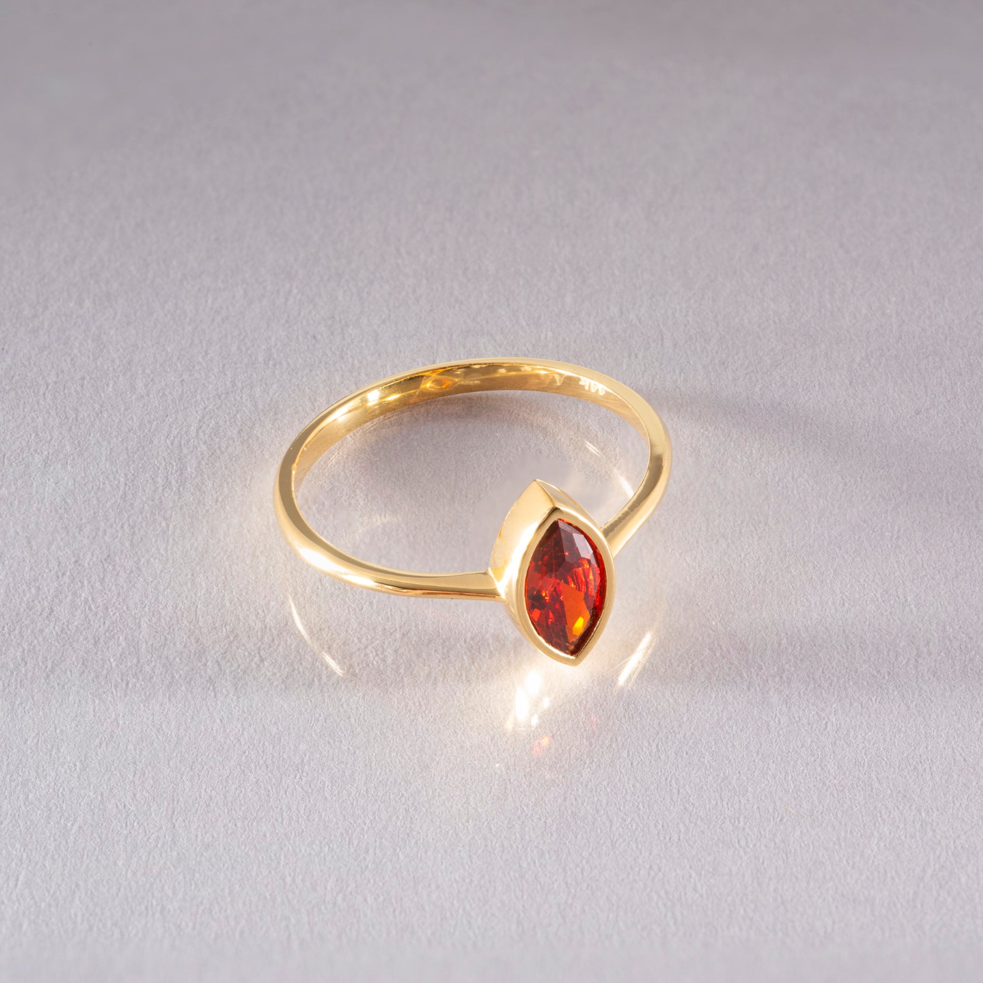 Garnet Ring Bezel Marquise Cut in 14K Solid Gold, January Birthstone Jewelry Queen Jewelry Rings