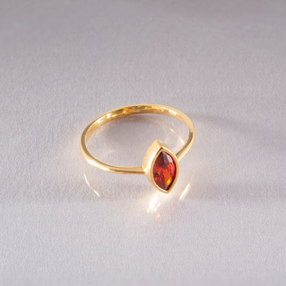 Garnet Ring Bezel Marquise Cut in 14K Solid Gold, January Birthstone Jewelry Queen Jewelry Rings