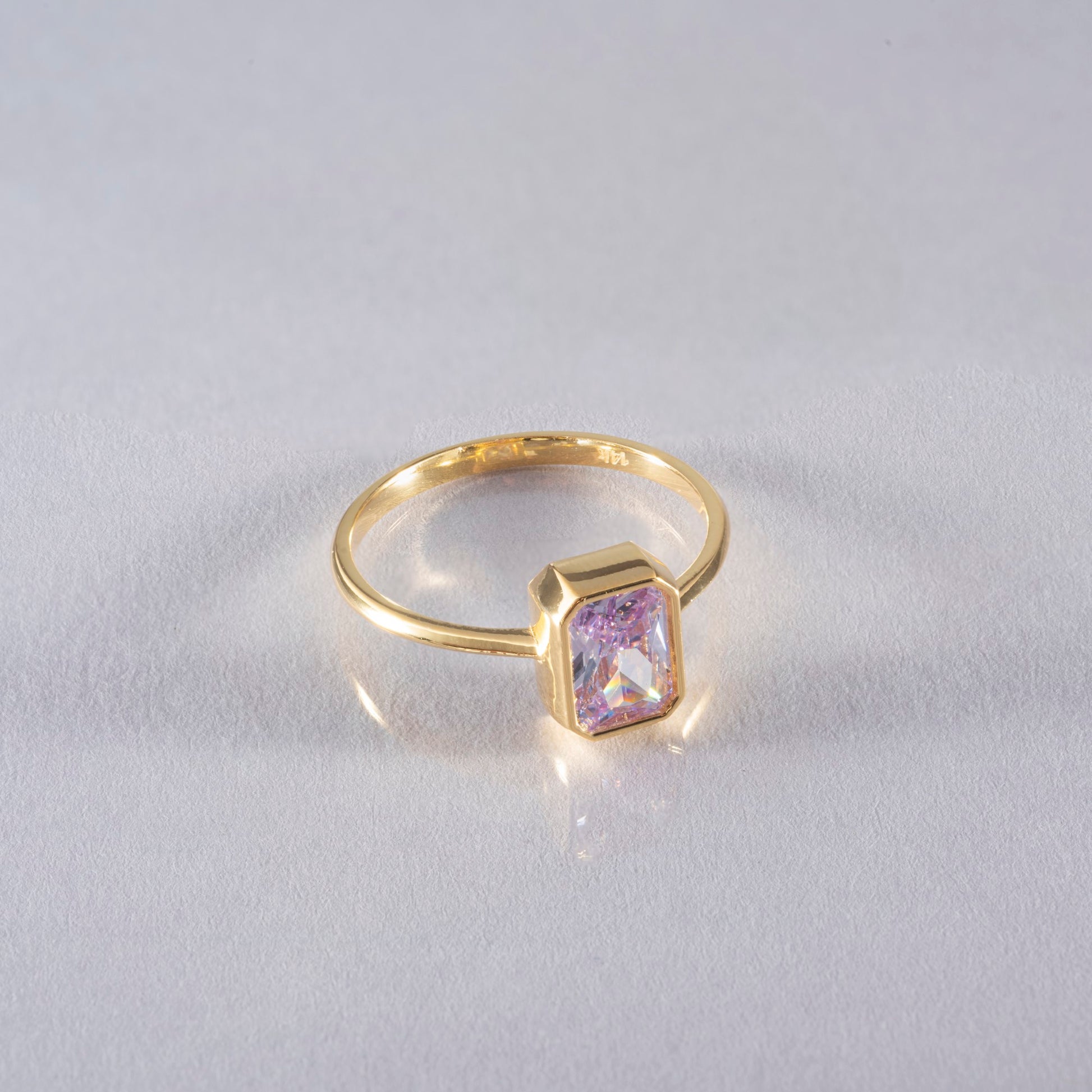 Alexandrite Rectangle Ring 14K Solid Gold, June Birthstone, Baguette Cut Design Queen Jewelry Rings