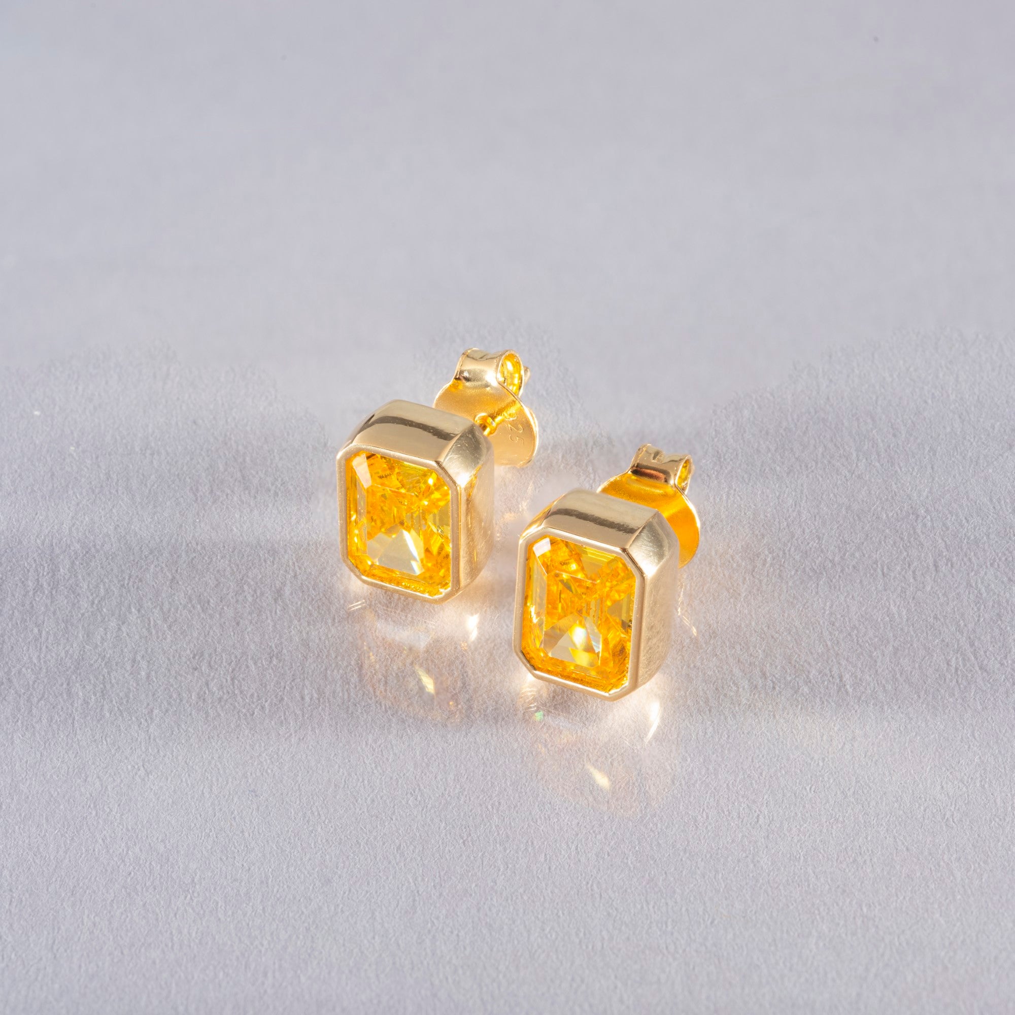 Rectangle Yellow Topaz Stud Earrings in 14K Solid Gold, Birthstone Baguette Cut Jewelry Queen Jewelry Earrings