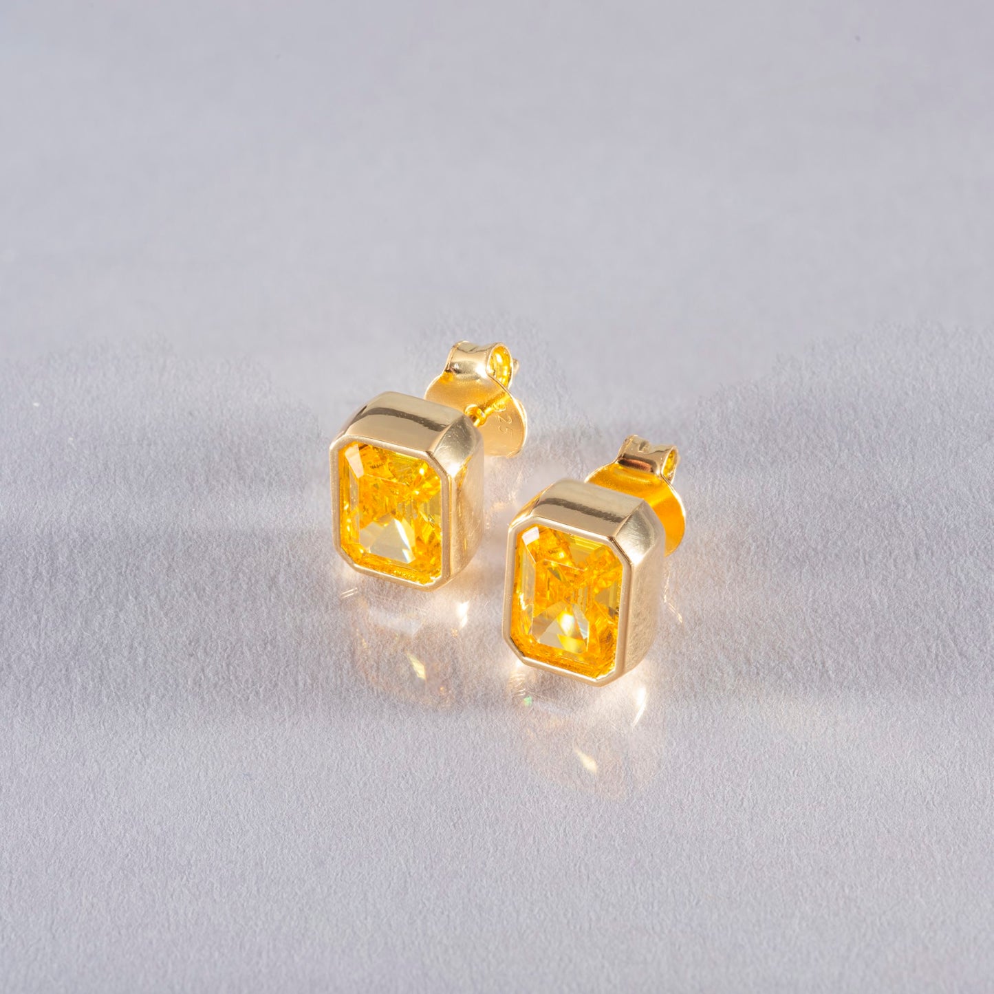 Rectangle Yellow Topaz Stud Earrings in 14K Solid Gold, Birthstone Baguette Cut Jewelry Queen Jewelry Earrings
