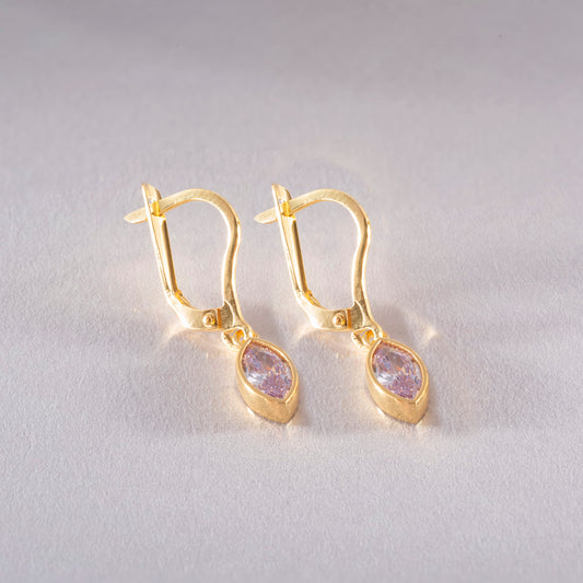 Alexandrite Dangle Earrings Bezel Marquise Cut in 14K Solid Gold, June Birthstone Jewelry Queen Jewelry Earrings