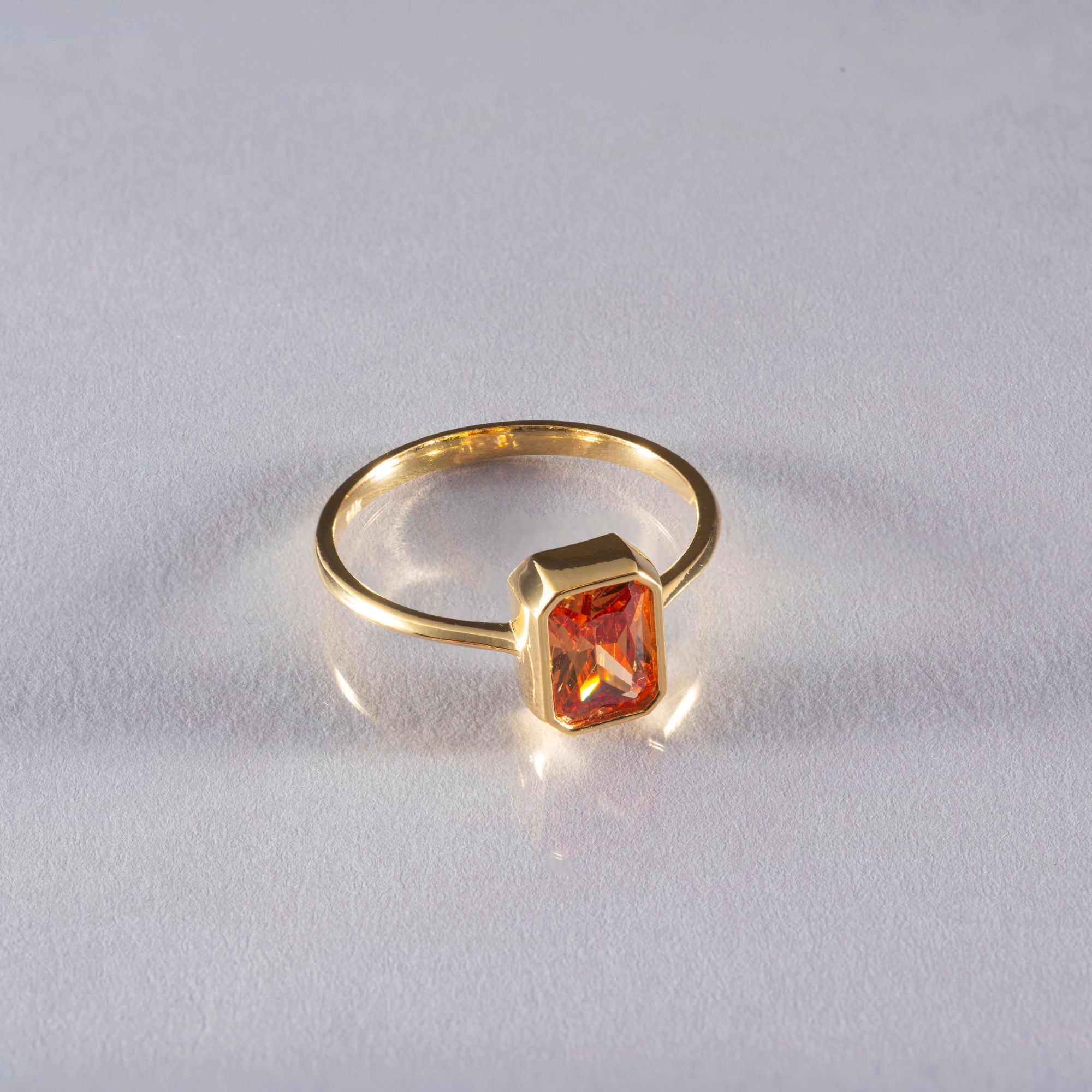 Citrine Rectangle Ring 14K Solid Gold, November Birthstone, Baguette Cut Design Queen Jewelry Rings