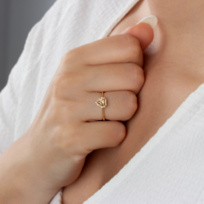 Real Diamond Heart Citrine Ring 8K/10K/14K Solid Gold