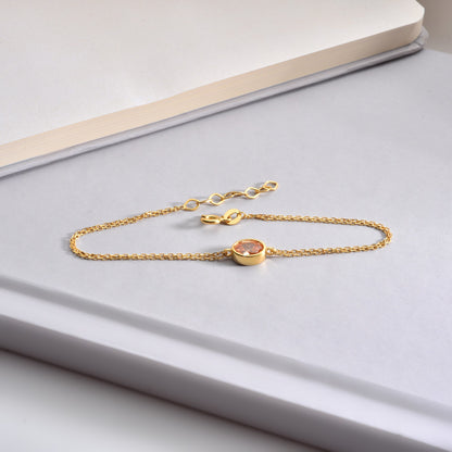 Oval Citrine Bezel Bracelet in 14K Solid Gold, November Birthstone Queen Jewelry Bracelet