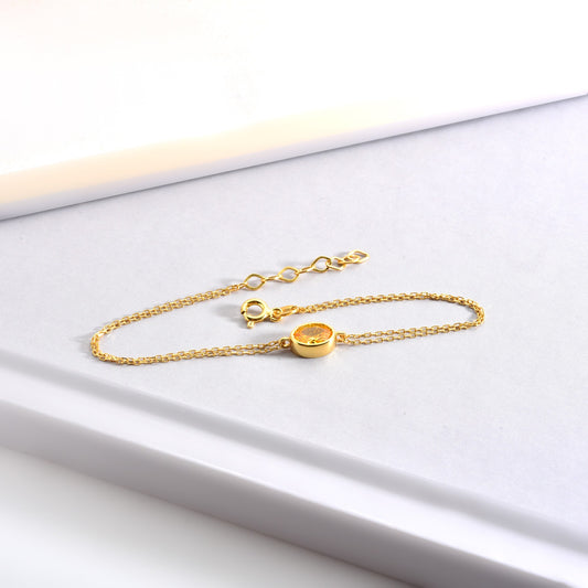 Oval Yellow Topaz Bezel Bracelet in 14K Solid Gold, Birthstone Jewelry Queen Jewelry Bracelet