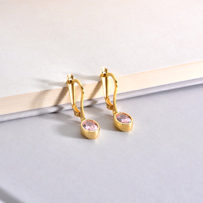 Oval Pink Tourmaline Bezel Dangle Earrings in 14K Solid Gold, October Birthstone Queen Jewelry Earrings