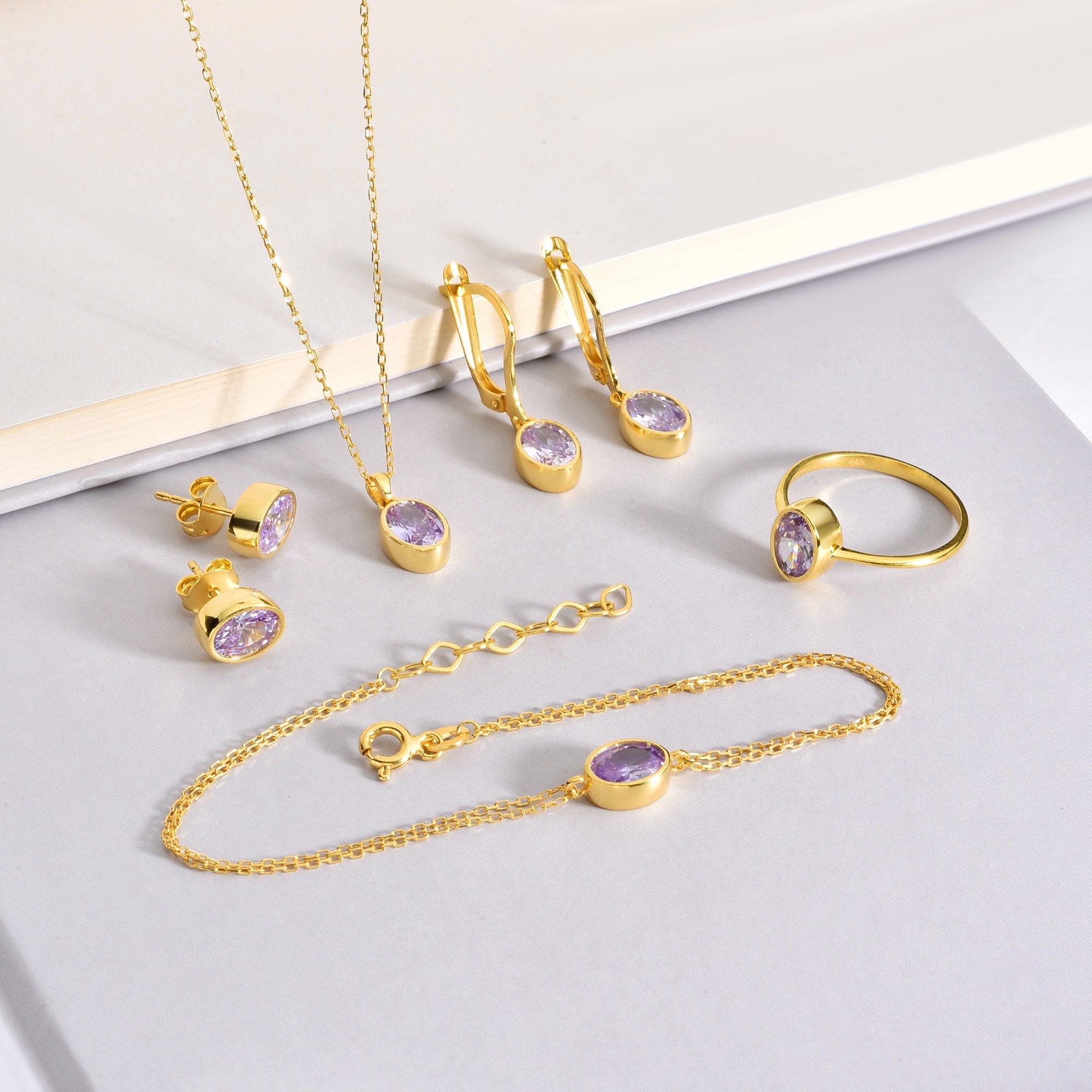 Oval Alexandrite Bezel Dangle Earrings in 14K Solid Gold, June Birthstone Queen Jewelry Earrings