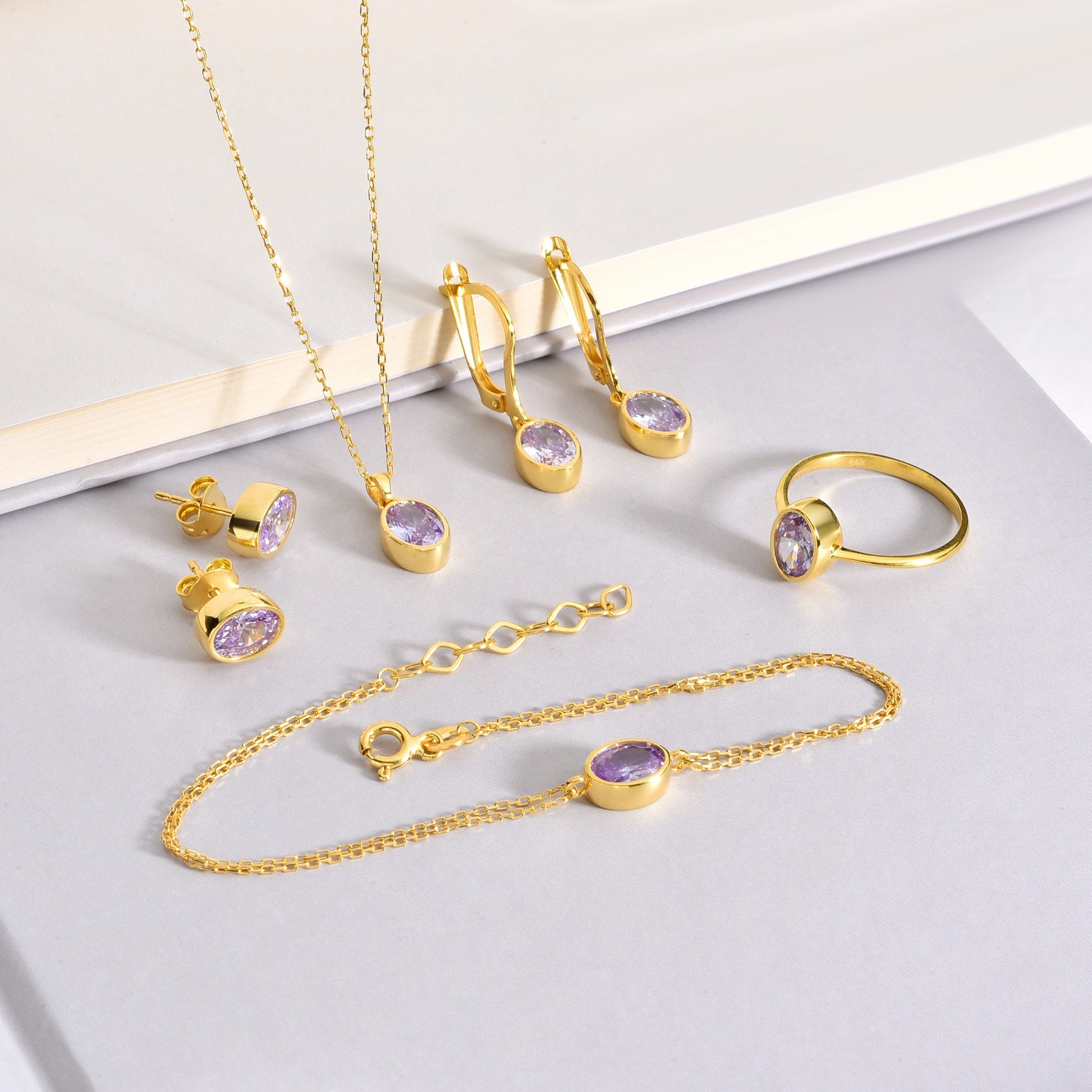 Oval Alexandrite Bezel Dangle Earrings in 14K Solid Gold, June Birthstone Queen Jewelry Earrings