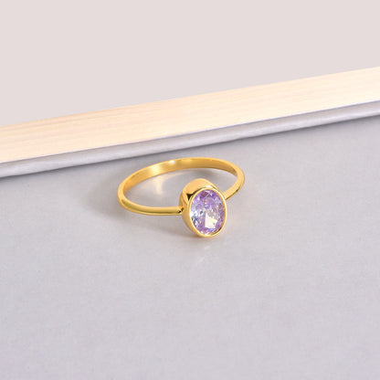 Oval Alexandrite Bezel Ring in 14K Solid Gold, June Birthstone Queen Jewelry Rings