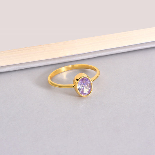 Oval Alexandrite Bezel Ring in 14K Solid Gold, June Birthstone Queen Jewelry Rings