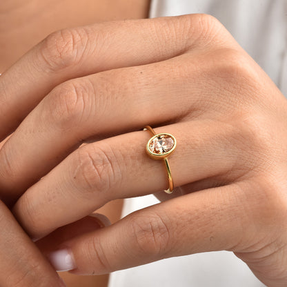 Oval Citrine Bezel Ring in 14K Solid Gold, November Birthstone Queen Jewelry Rings