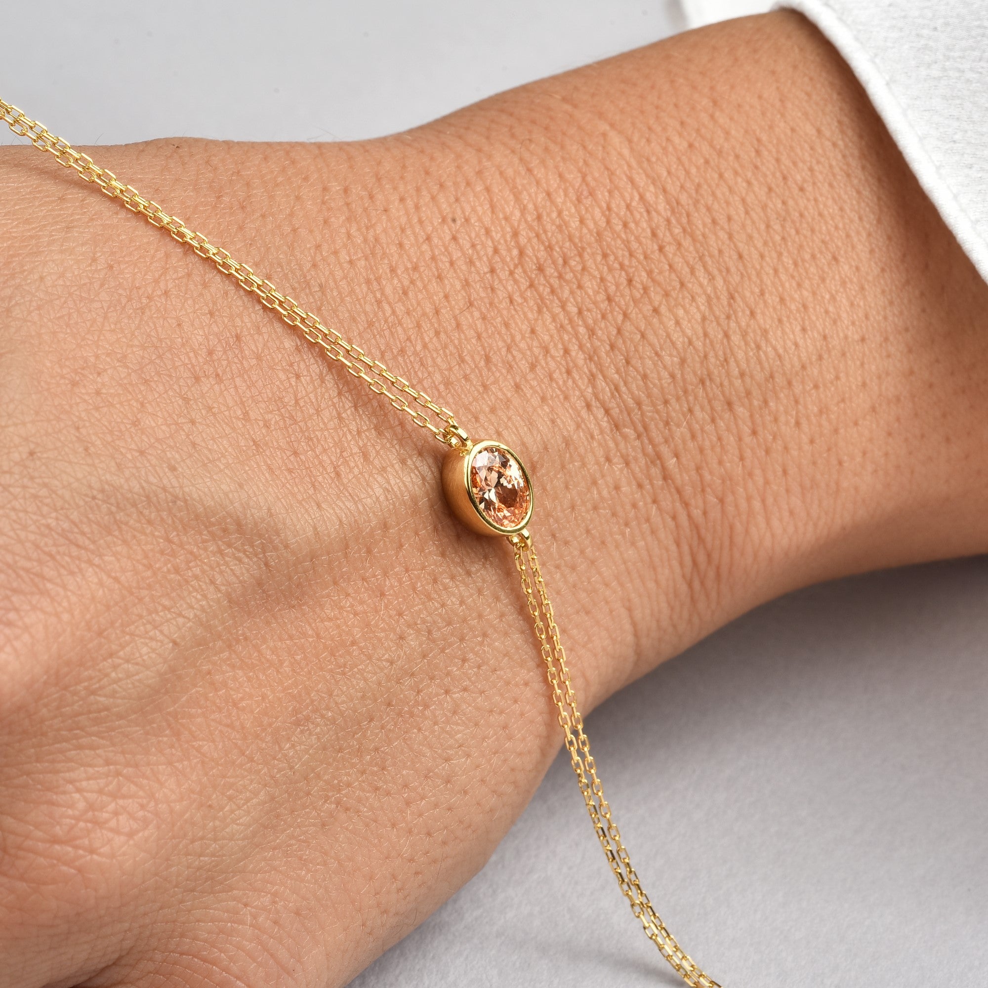 Oval Citrine Bezel Bracelet in 14K Solid Gold, November Birthstone Queen Jewelry Bracelet
