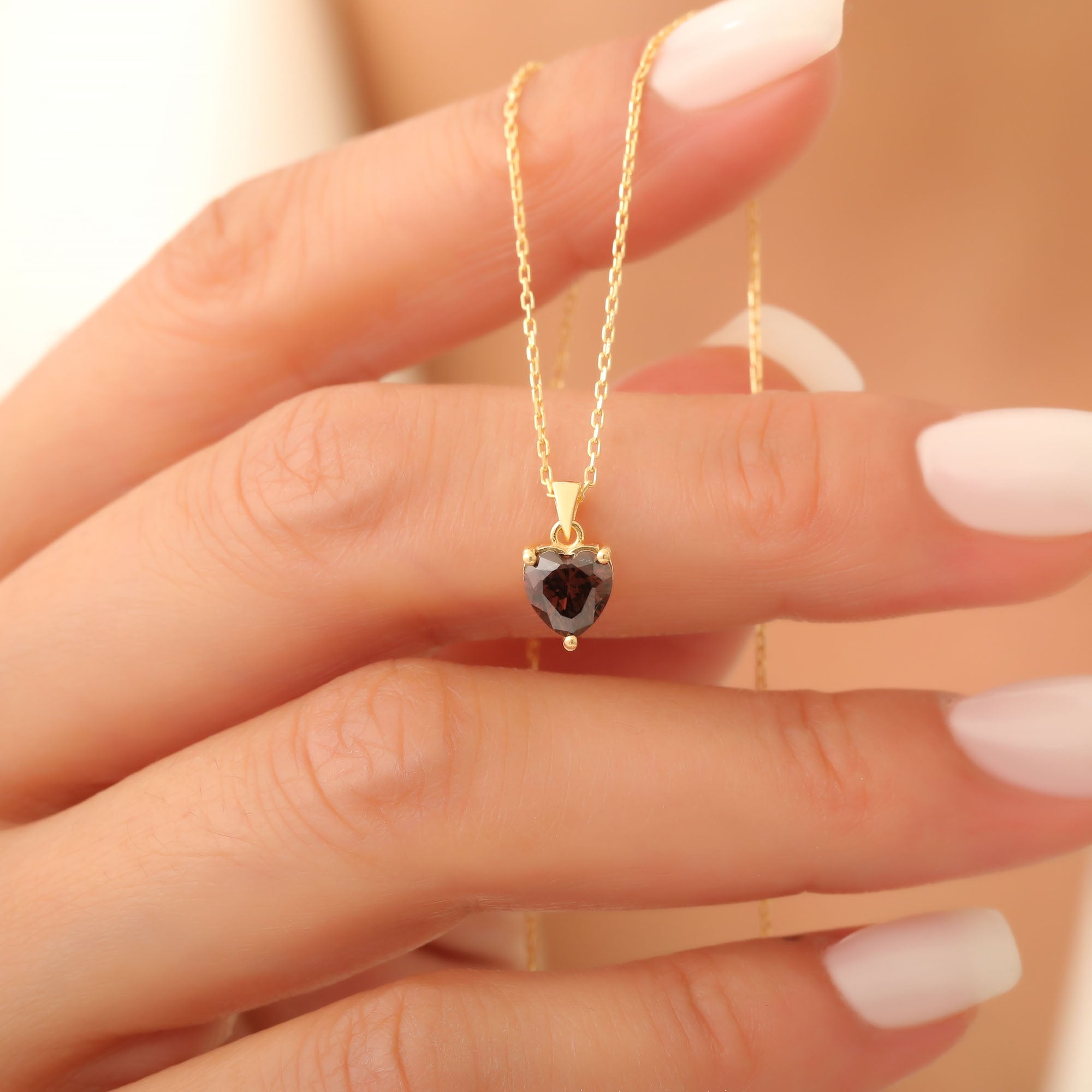 Smoky Quartz Heart Necklace in 14K Solid Gold | Birthstone Pendant Queen Jewelry Necklace