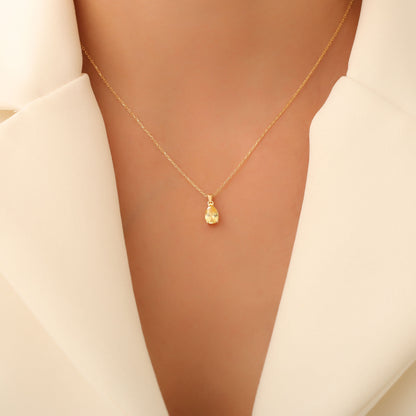 Drop Yellow Topaz Necklace in 14K Solid Gold, Dainty Minimalist Pendant Jewelry Queen Jewelry Necklace