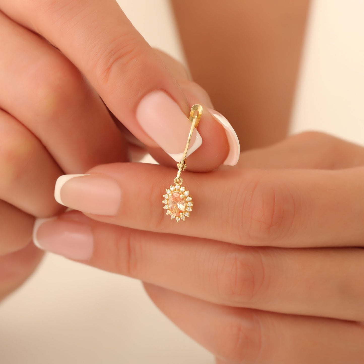 Oval Cut Citrine Dangling Earring Surrounded by Real Diamonds, 8K/10K/14K Solid Gold, November Birthstone