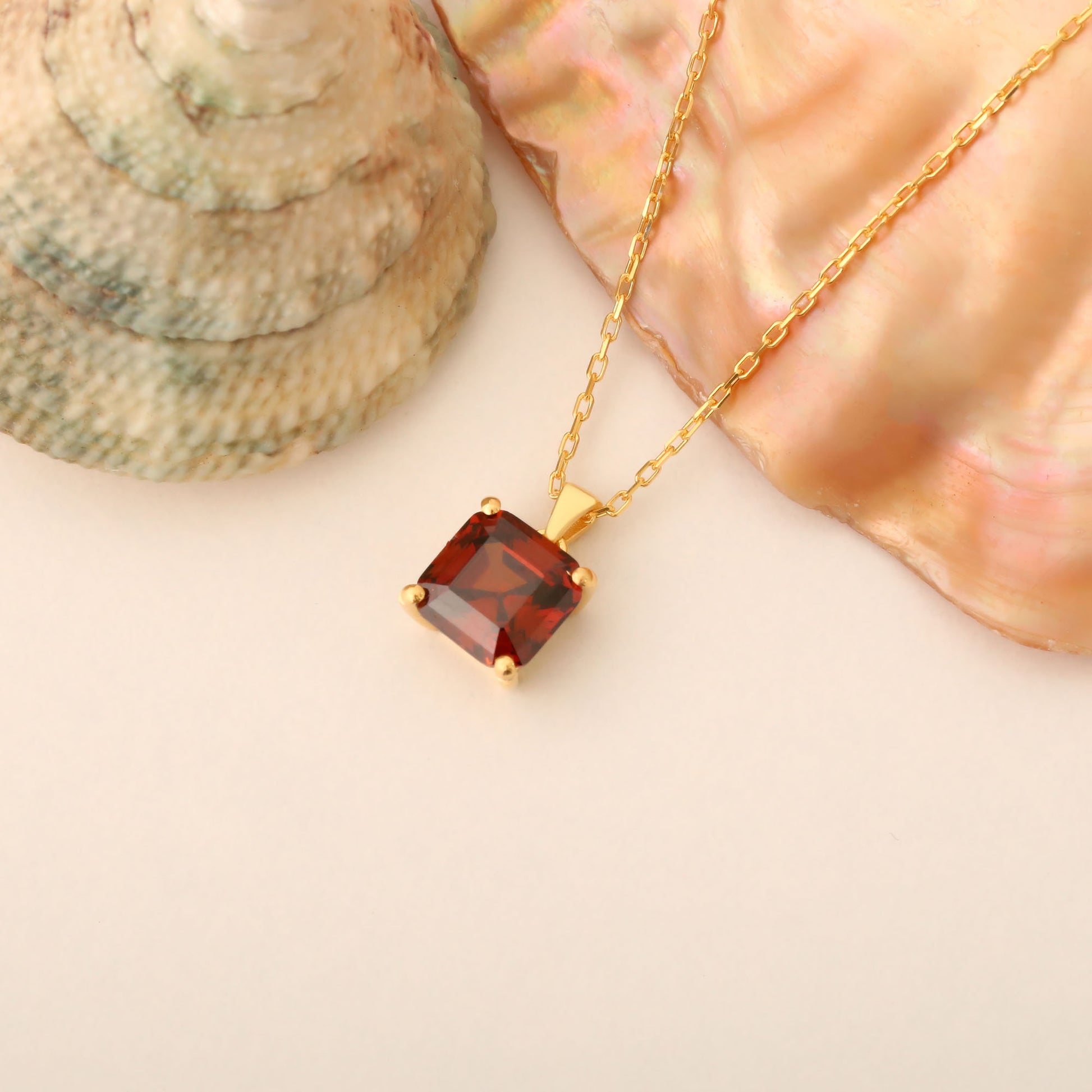 Smoky Quartz Square Necklace in 14K Solid Gold | Birthstone Pendant Queen Jewelry Necklace