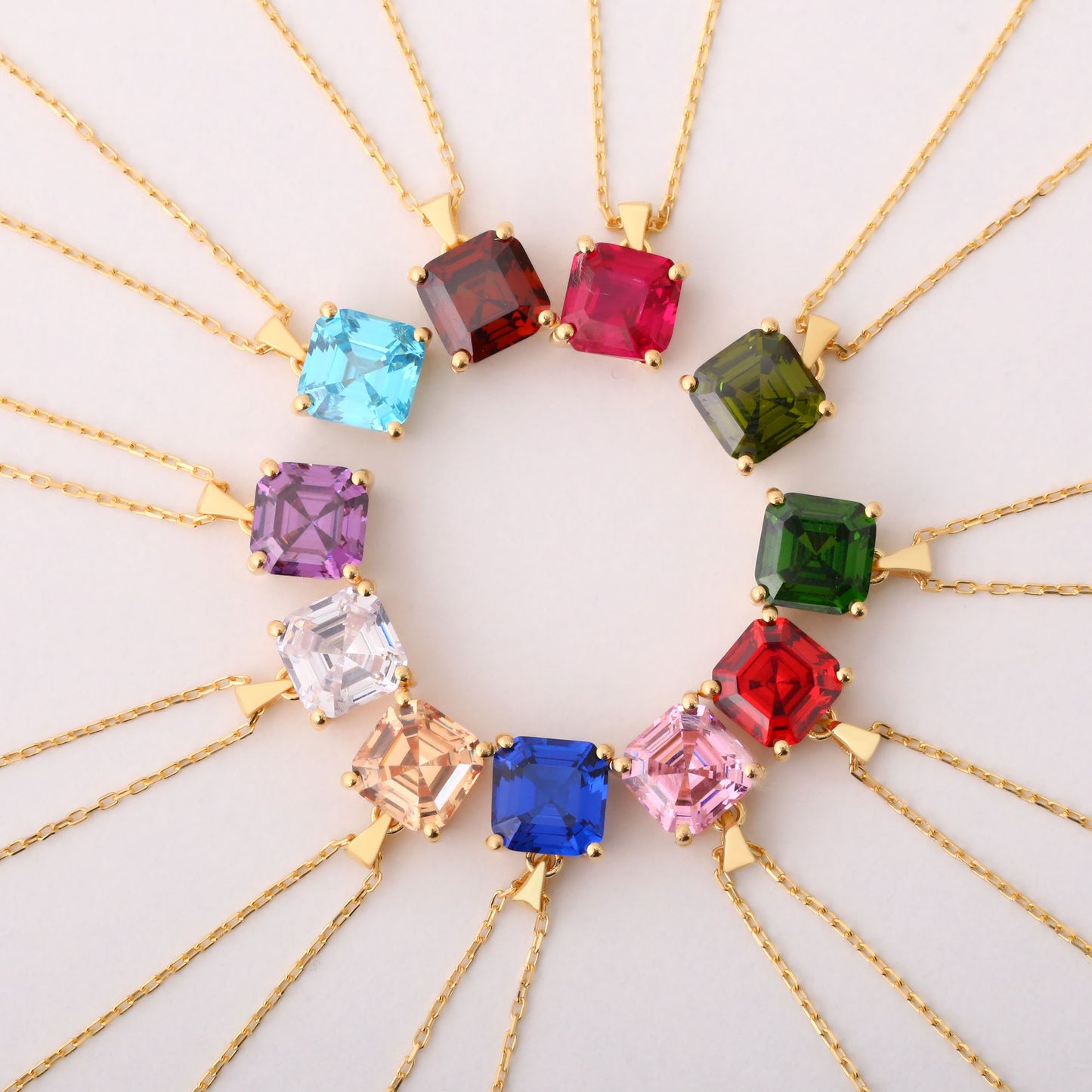 Pink Tourmaline Square Necklace in 14K Solid Gold | October Birthstone Pendant Queen Jewelry Necklace