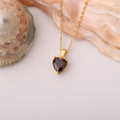 Smoky Quartz Heart Necklace in 14K Solid Gold | Birthstone Pendant Queen Jewelry Necklace