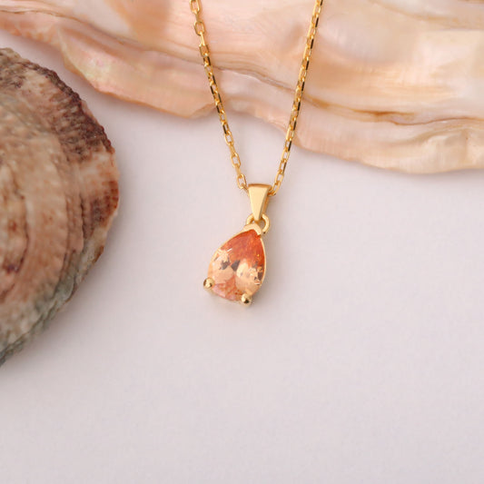 Drop Citrine Necklace in 14K Solid Gold, November Birthstone Pendant Queen Jewelry Necklace
