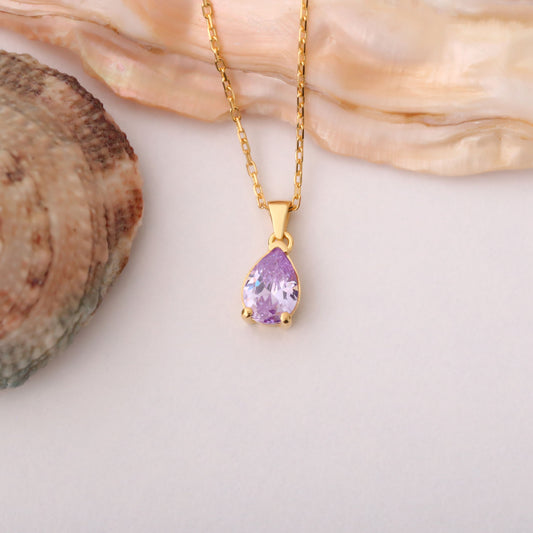 Drop Alexandrite Necklace in 14K Solid Gold, June Birthstone Pendant Queen Jewelry Necklace