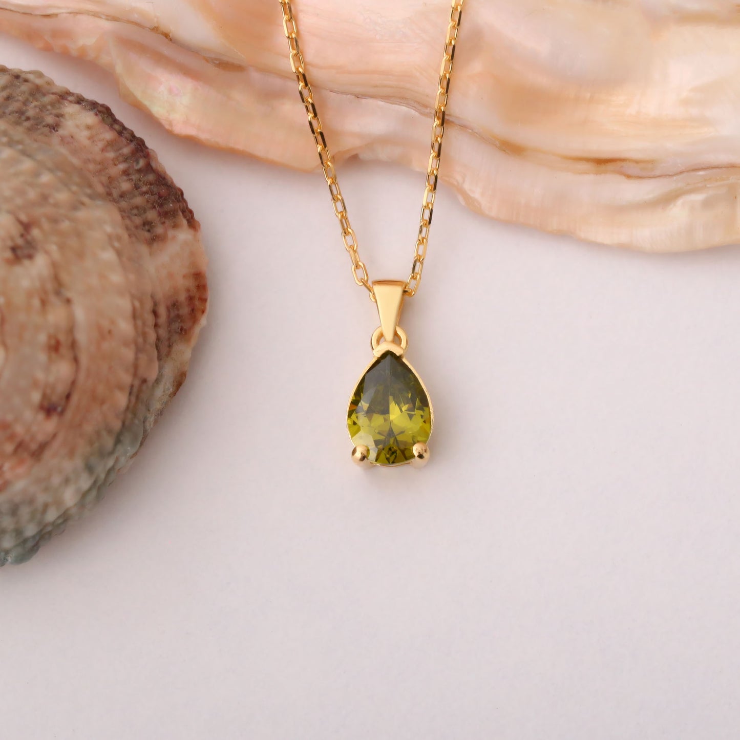 Drop Peridot Necklace in 14K Solid Gold, August Birthstone Pendant Queen Jewelry Necklace