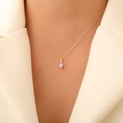 Alexandrite Marquise Necklace in 14K Solid Gold | June Birthstone Pendant Queen Jewelry Necklace
