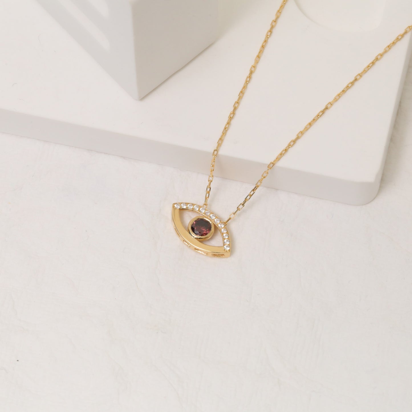 Brown Evil Eye Necklace in 14K Solid Gold with Real Diamonds, Elegant Jewelry Queen Jewelry Necklace