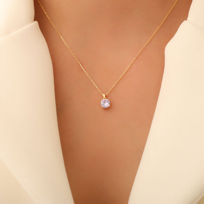 Alexandrite Round Necklace in 14K Solid Gold | June Birthstone Pendant Queen Jewelry Necklace