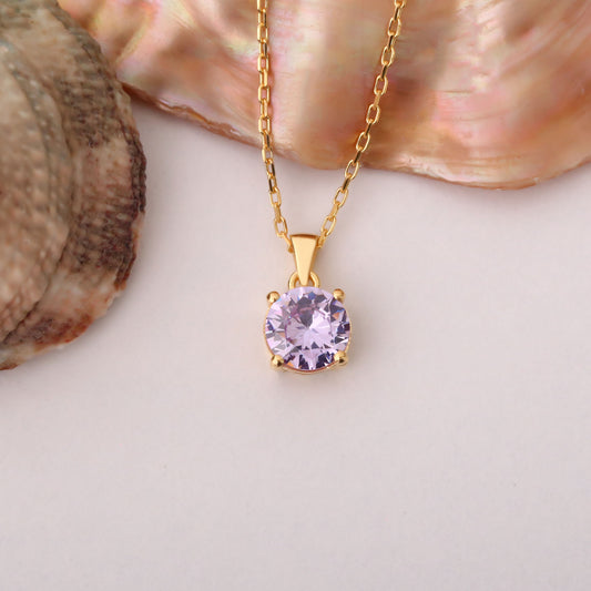 Alexandrite Round Necklace in 14K Solid Gold | June Birthstone Pendant Queen Jewelry Necklace