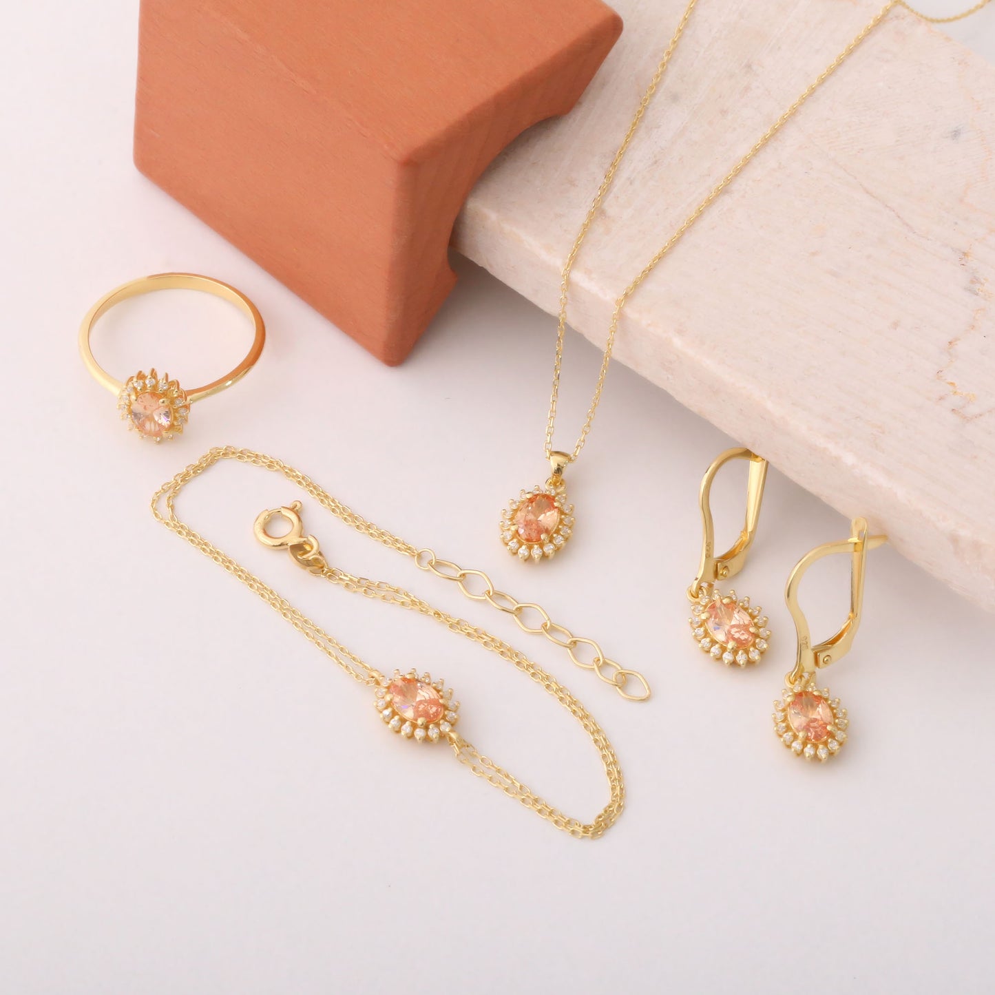 Oval Cut Citrine Necklace with Real Diamonds, 10K/14K Solid Gold, November Birthstone Pendant