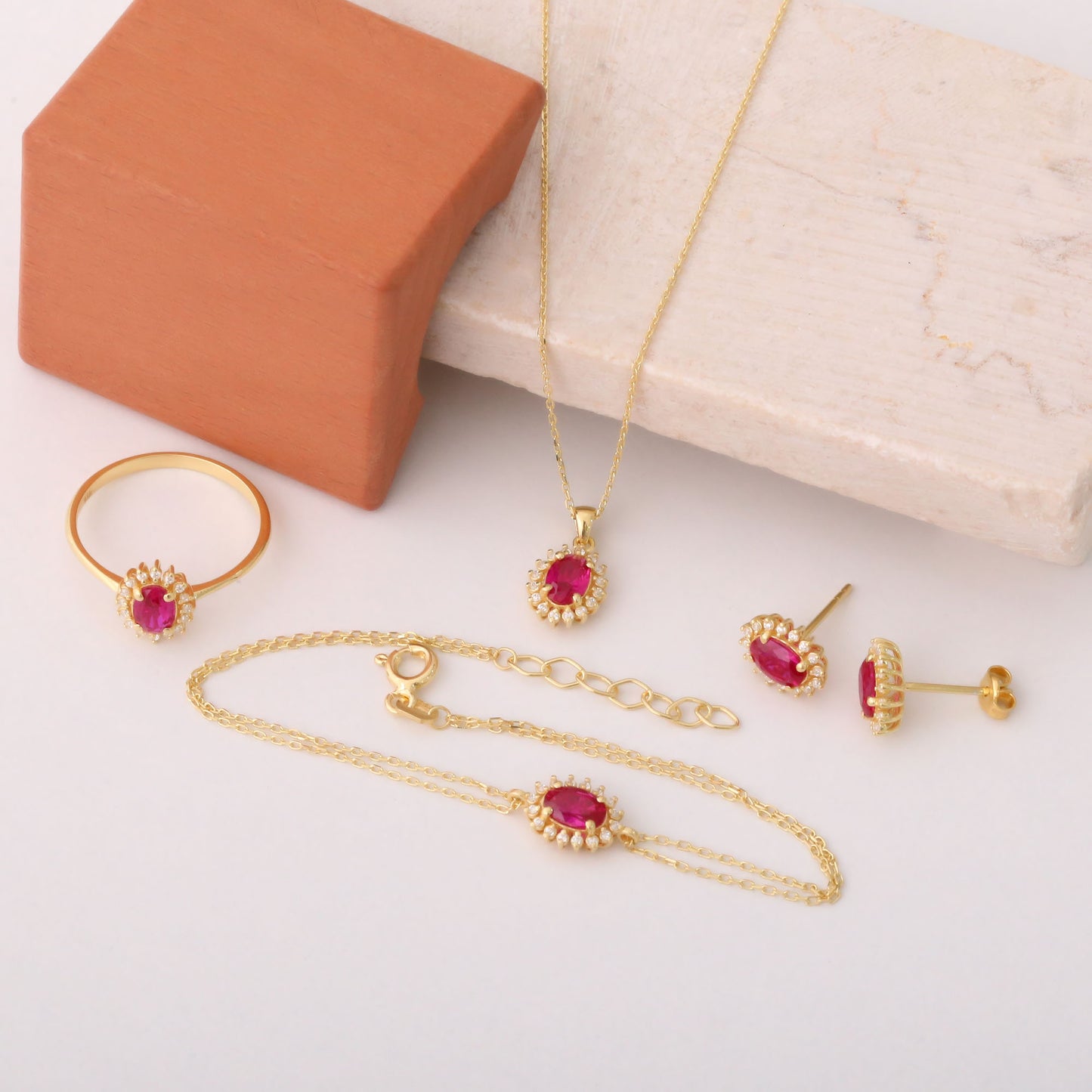 Oval Cut Ruby Dangling Earring Surrounded by Real Diamonds, 8K/10K/14K Solid Gold, July Birthstone
